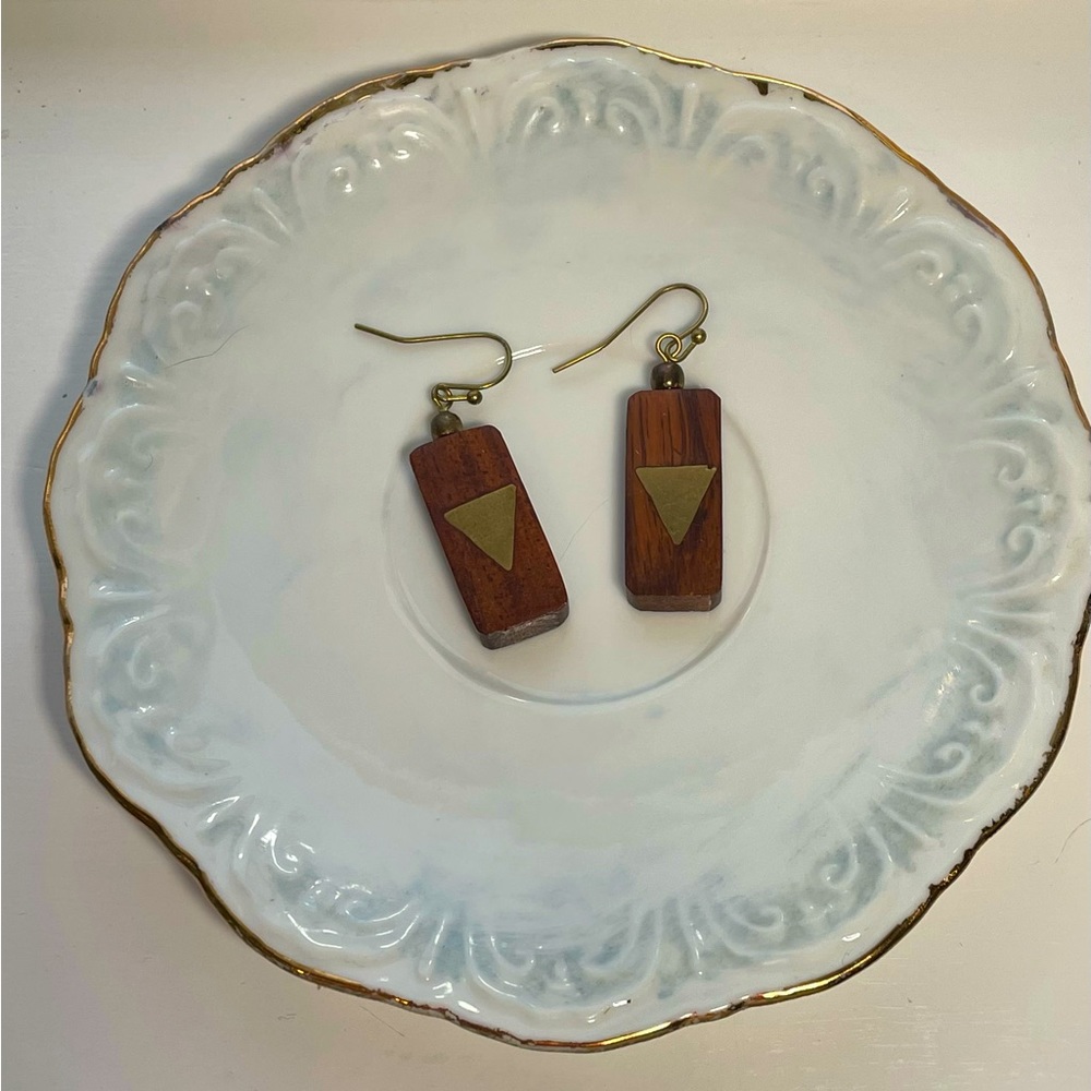 Vintage Estate Artisan Wood Earrings